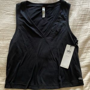 ALO Yoga womens black v neck top